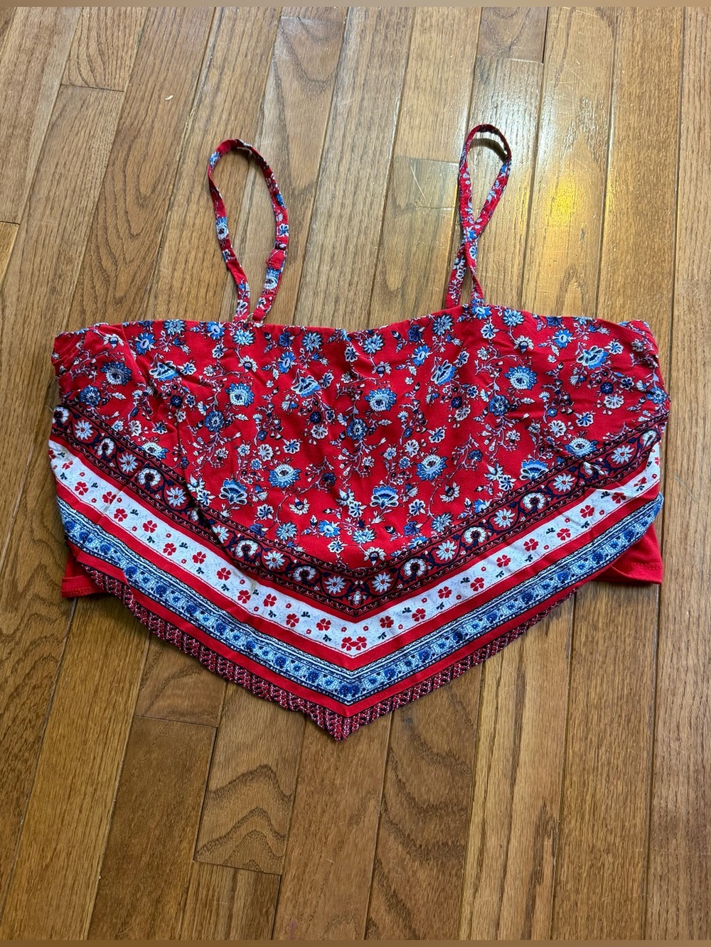 No Boundaries Bright Red Bandana-Inspired Crop Top